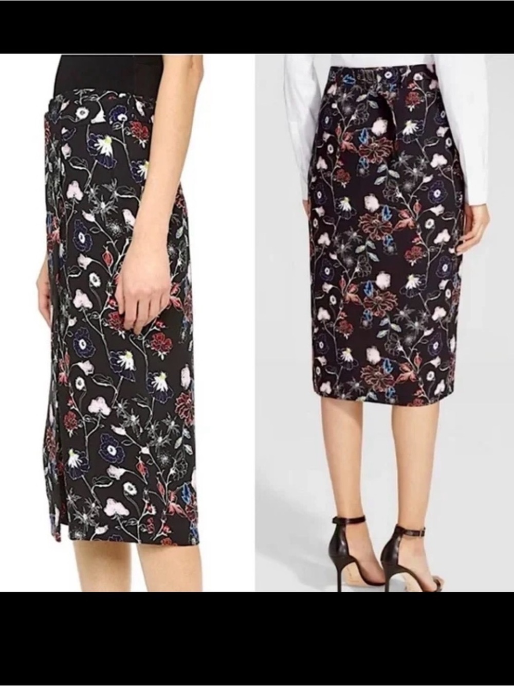 A.L.C. Floral Silk Pencil Midi Skirt Size 4